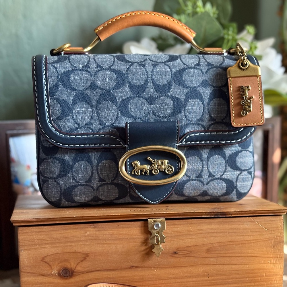 Coach Riley Top Handle 22 in Signature Chambray - Picture 2 of 6